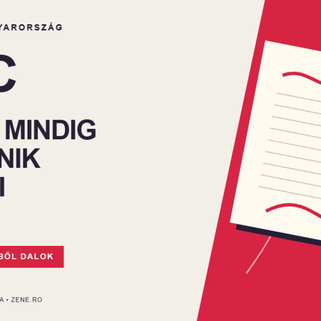 SICC – Velem mindig történik valami, a zene.ro piros-fehér szerkesztőségi grafikája